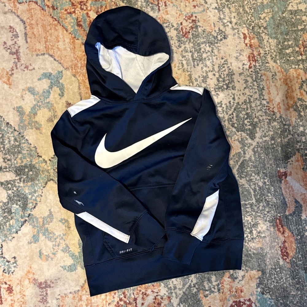 Nike Dark Blue Hoodie with White Logo